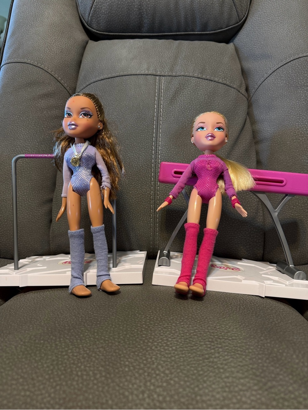 Set of Two Fashion Dolls in Purple and Pink Activewear